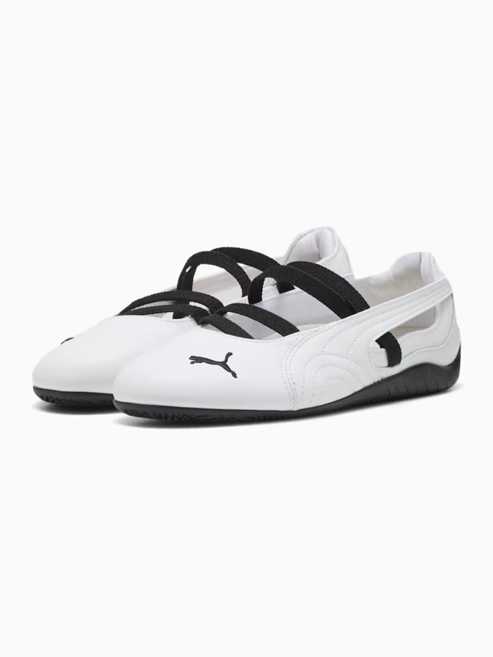 Puma Speedcat Ballet Leather Flats in White and Black Size 10 Worn Twice EUC